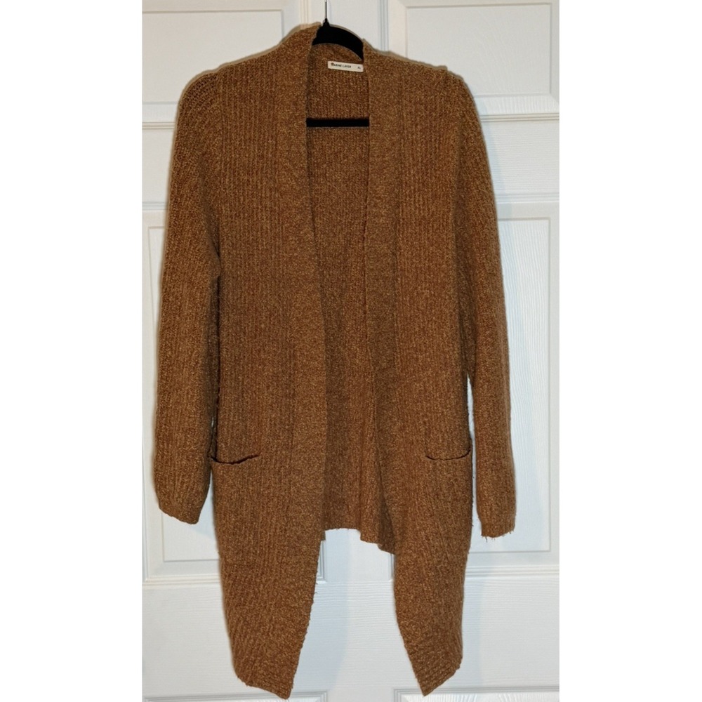 Marine Layer Women XL Long Cardigan Sweater Merino Wool Rust Brown Pockets
